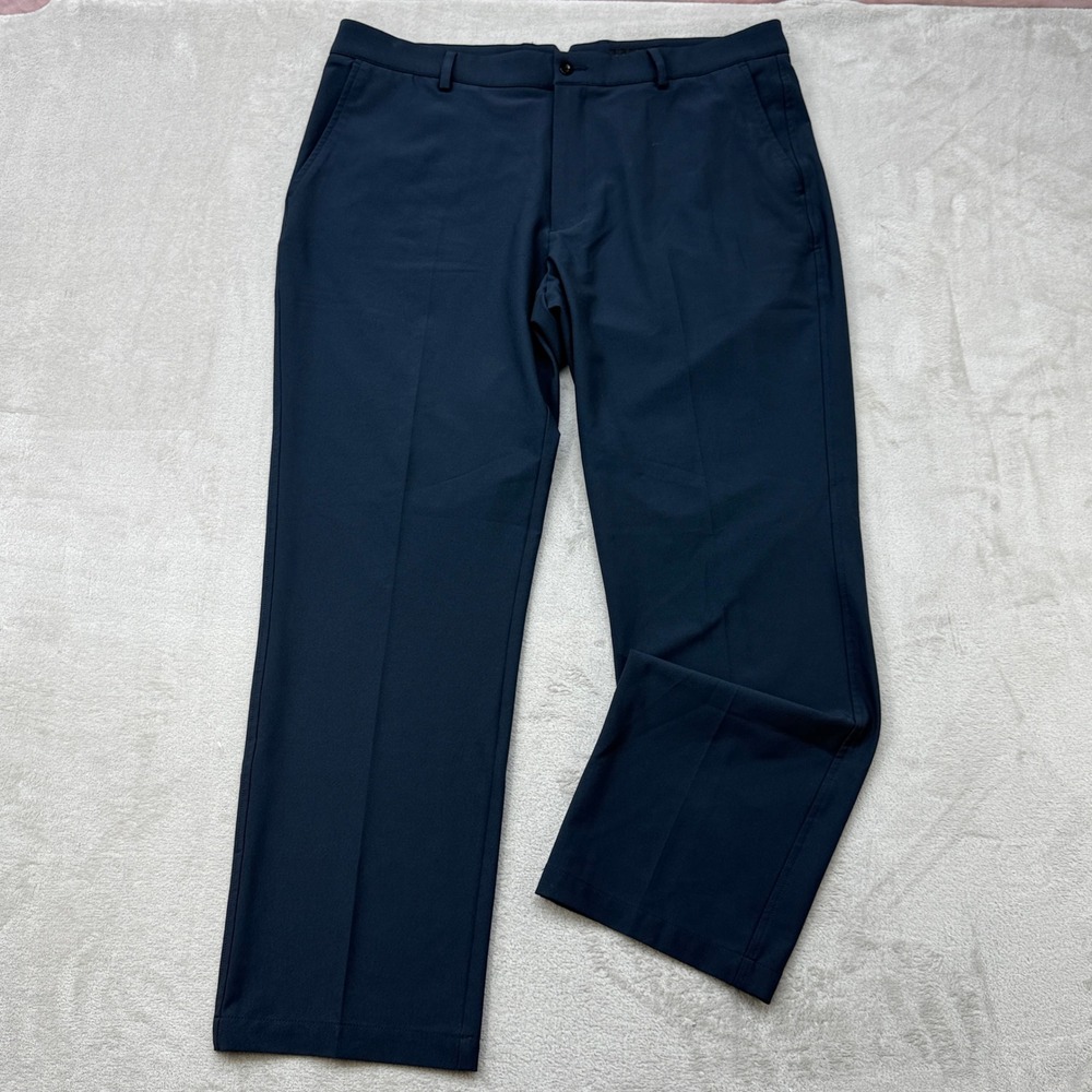 Dunning Player Fit Performance Golf Pants Men 38x30 Navy Blue Stretch Flat Front